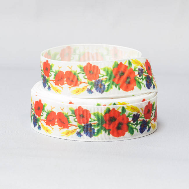 

Лента репсовая Маки и васильки