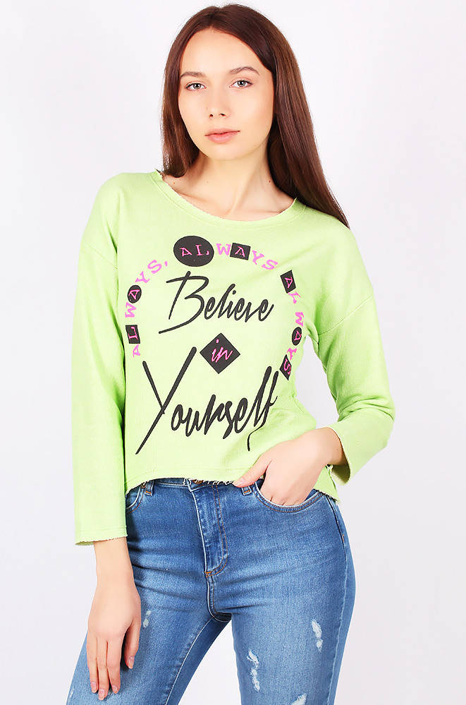 

Батник женский Believe салатовый AAA 123855S