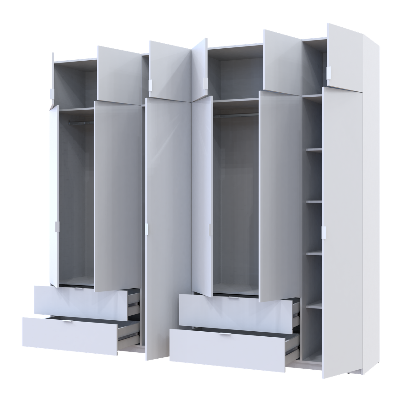 Розпашна Шафа для одягу Doros Лукас Білий 3+3 ДСП 270х50х240 (42005114) 2