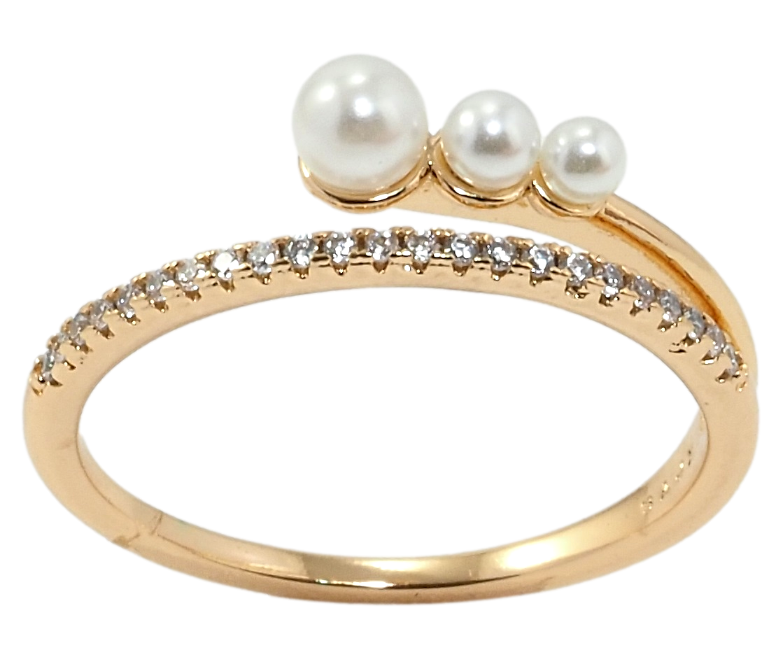 

Кольцо Xuping Позолота 18K "Дорожка циркония с тремя жемчужинами" р.18,18.5,19