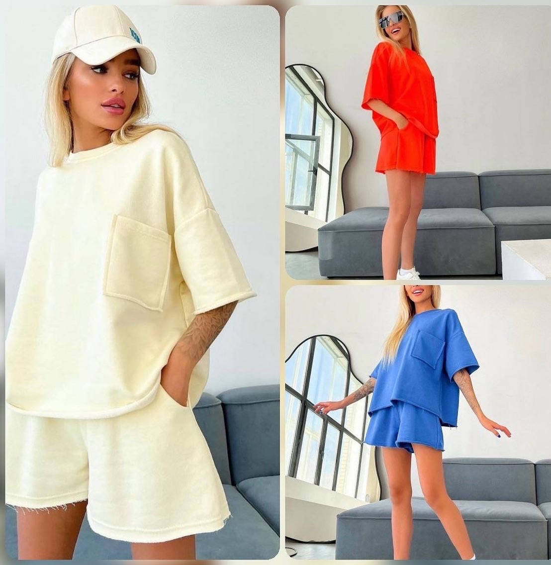 

Женский летний костюм шорты и футболка, Разные цвета