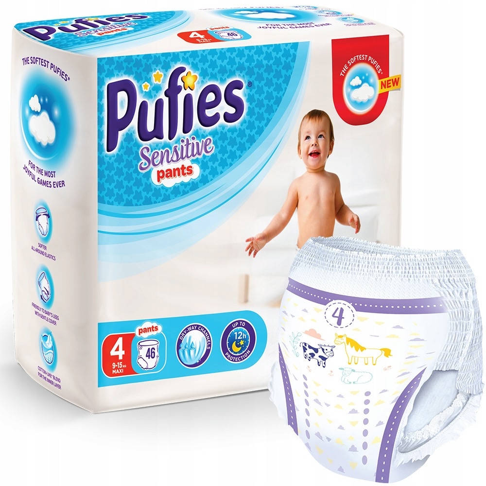 

Подгузники-трусики Pufies 4 (9-15кг) 46шт, Белый