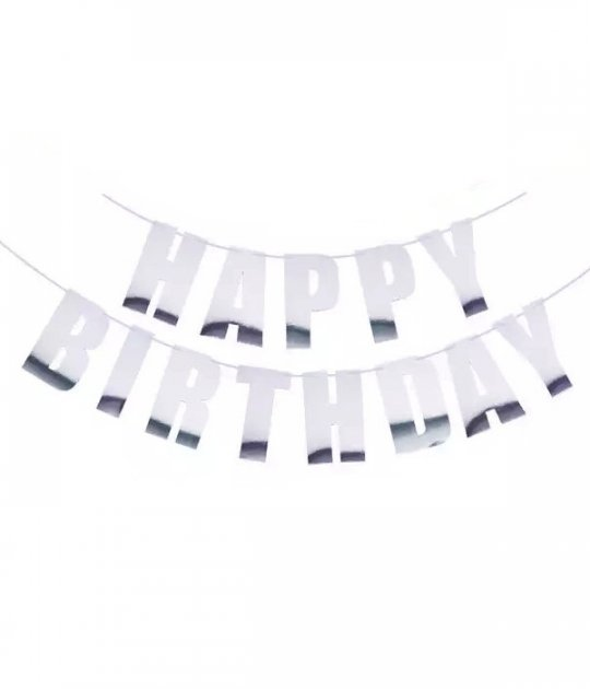 

Гирлянда бумажная Happy birthday серебро