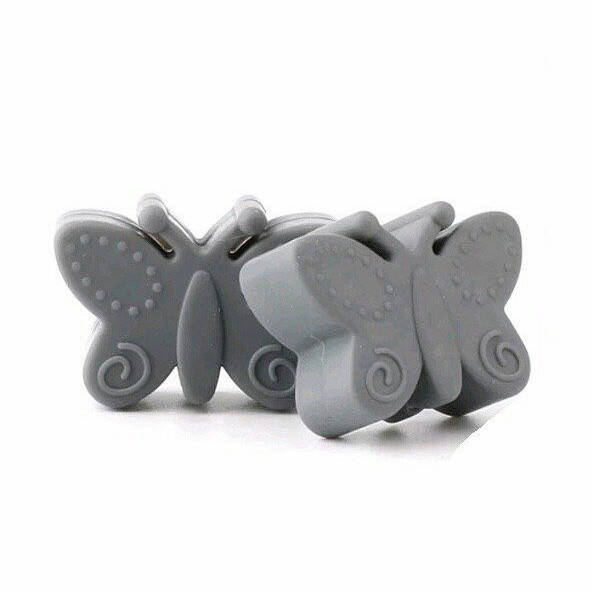 

Бабочка бусина силиконовая Серый тёмный