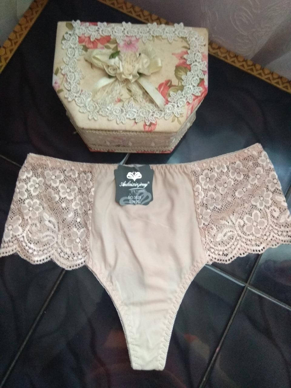 

Хл,2хл Кружевні трусики стрінги Anlaixin беж 2Xl, Бежевый