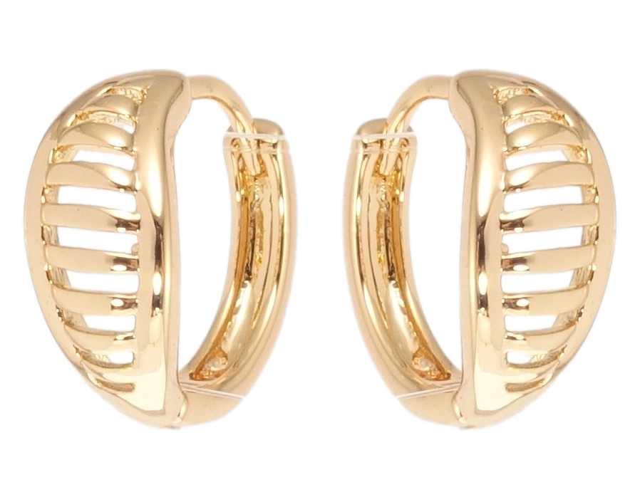 

Серьги Xuping Позолота 18K колечки "Листики резной орнамент"