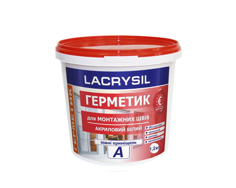 

Герметик акриловый LACRYSIL А для наружных монтажных швов белый 1,2кг