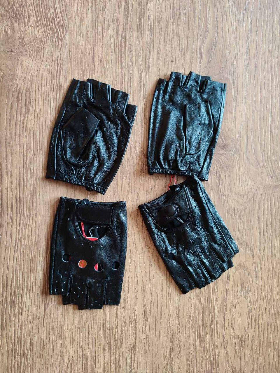 

Мужские кожаные водительские перчатки без пальцев, Черный