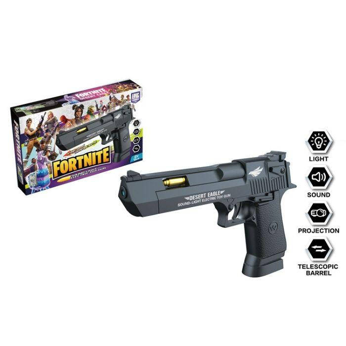 

Пистолет игрушечный Magnum Desert Eagle Fortnite (свет, музыка), Черный