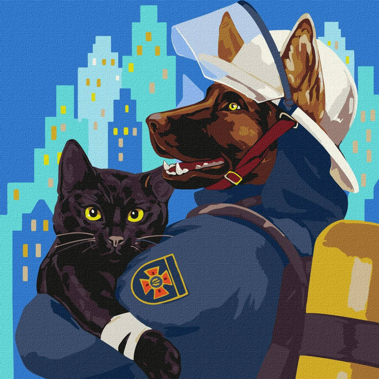 

Картина по номерам Патриотическая Пушистый спаситель Идейка 40х40 (KHO4334)