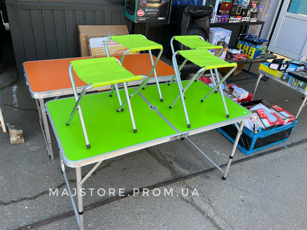 

Стол для пикника с 4 стульями Folding Table (раскладной чемодан) Зеленый, Зелёный