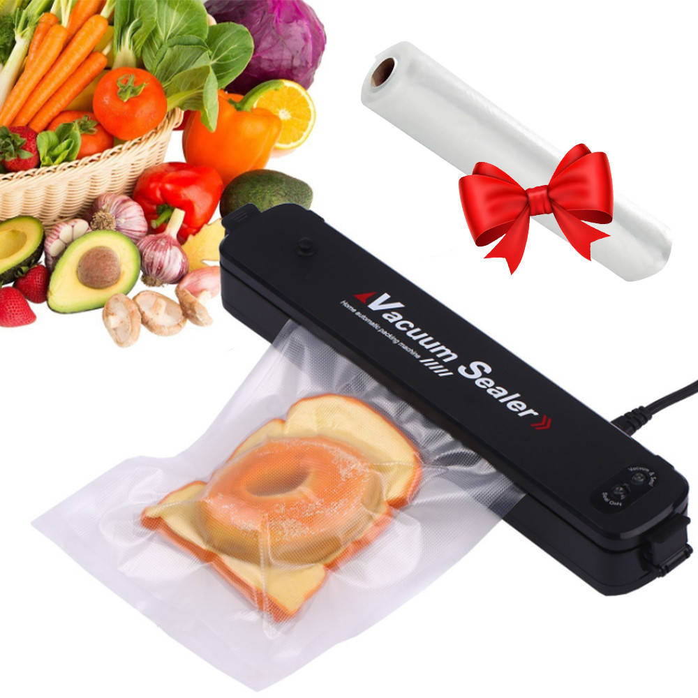 

Кухонный вакуумный упаковщик пищевых продуктов Vacuum Sealer + Подарок Вакуумные пакеты для пищи 5 м х 20 см