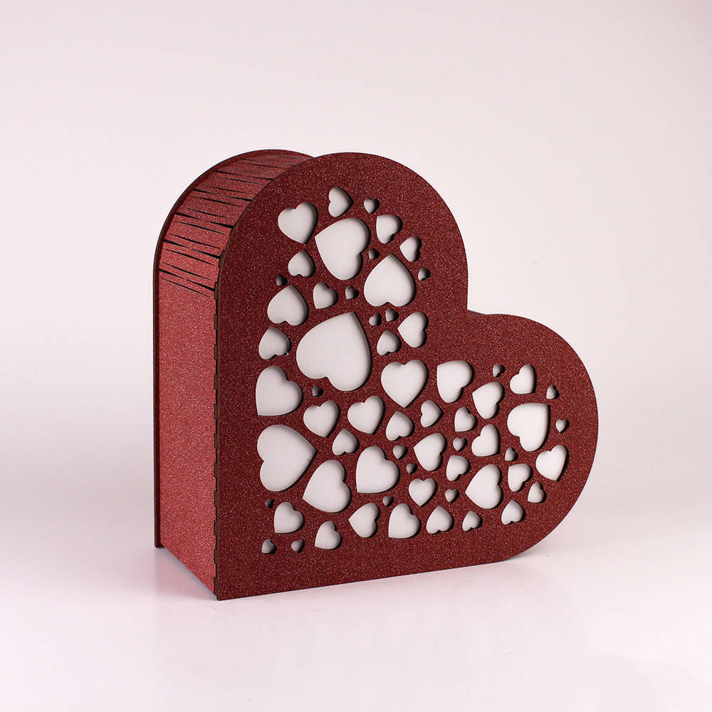 

Коробочка с сердечками глитерна, Красный