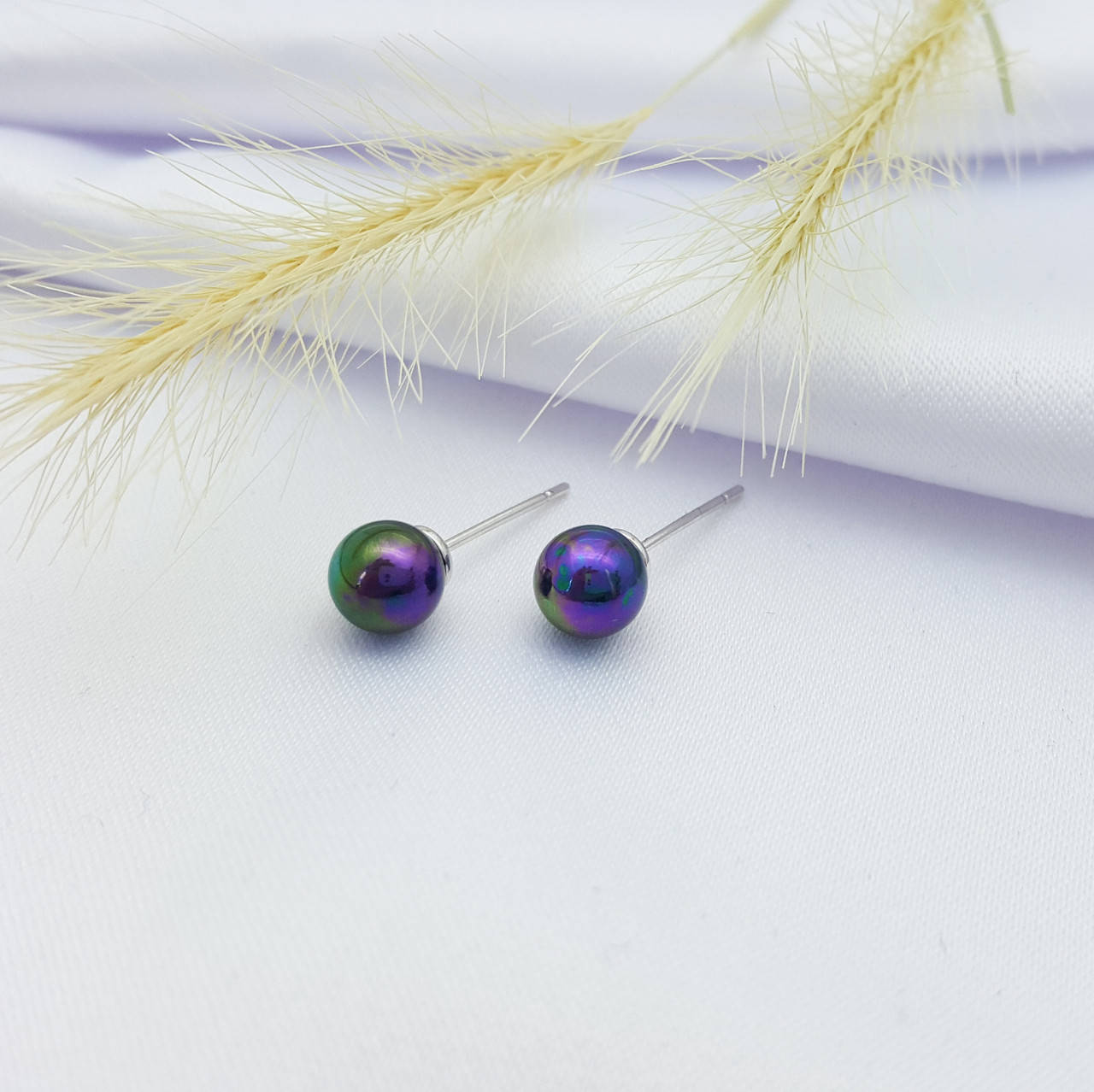 

Серьги-гвоздики, Черная Жемчужина, медсталь Xuping