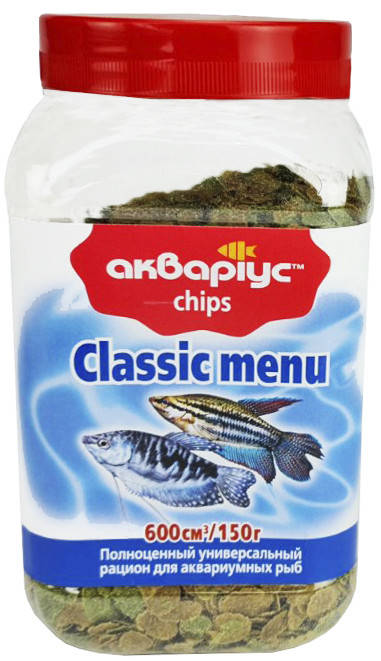 

Корм Аквариус, Classic Menu - Chips 150 г. Корм для аквариумных рыбок