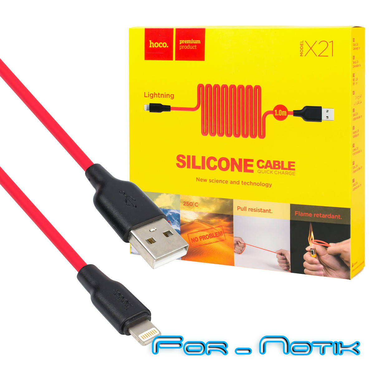 

Кабель HOCO X21 Plus Silicone для Lightning для iPhone , красный\черный , 1м