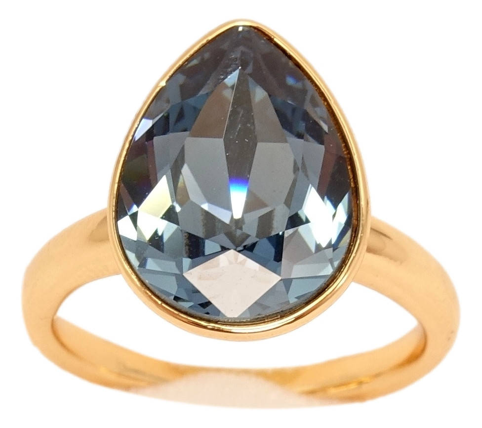 

Кольцо Xuping Позолота 18K с кристаллами Swarovski "Кристалл капля Montana" 13 x 9мм; р.18,18.5