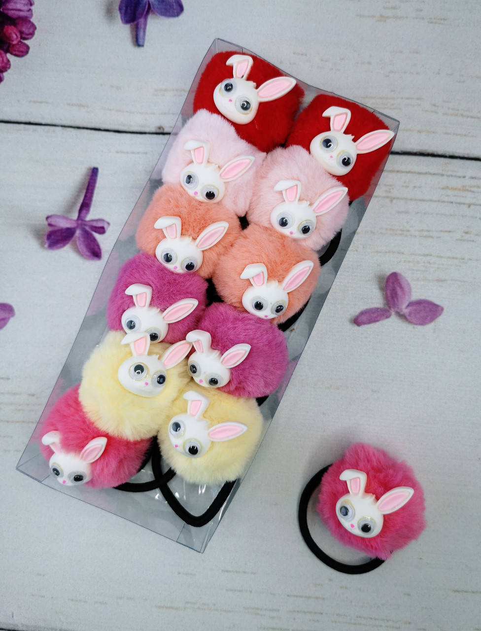 

Резиночка для волос Мех. помпон Зайчик 2-4-18, Разные цвета