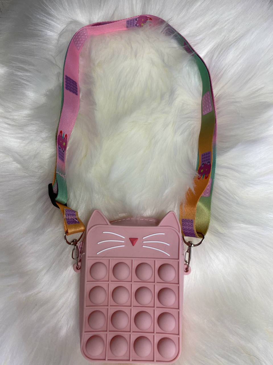 

Детская силиконовая сумочка антистресс Поп ит («Кошка») на ремешке