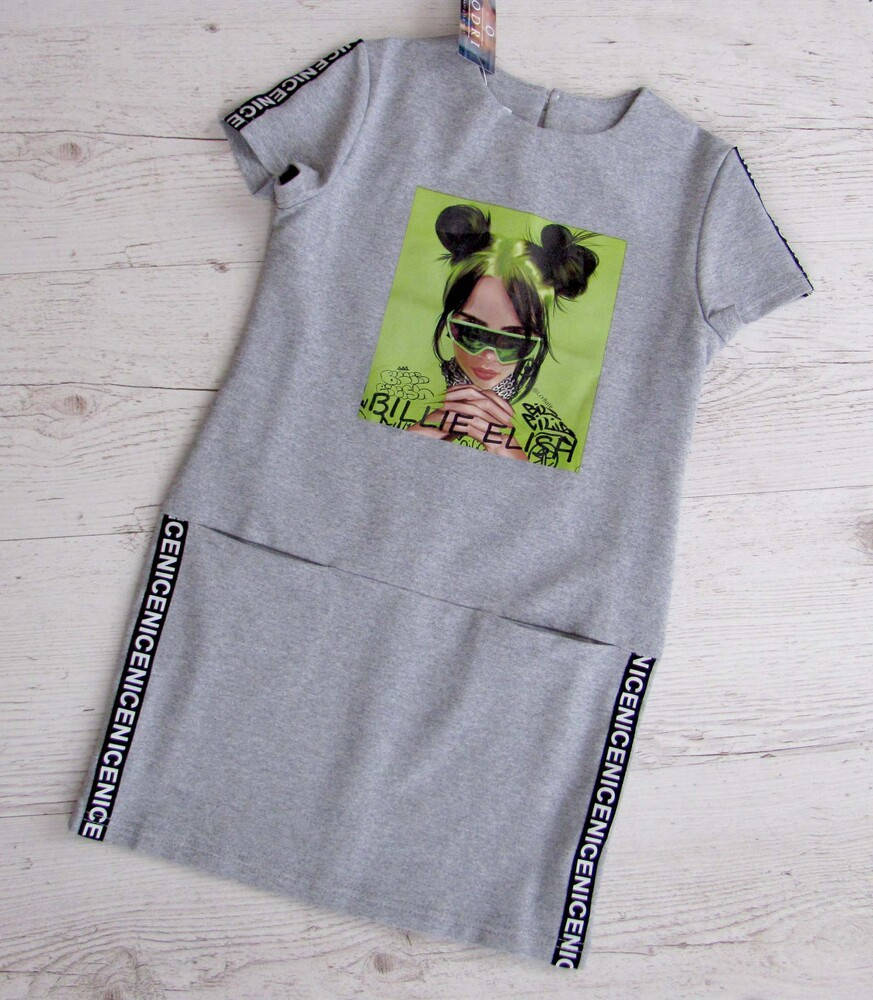 

Р.128 детское платье - туника Билли серая, Светло-серый