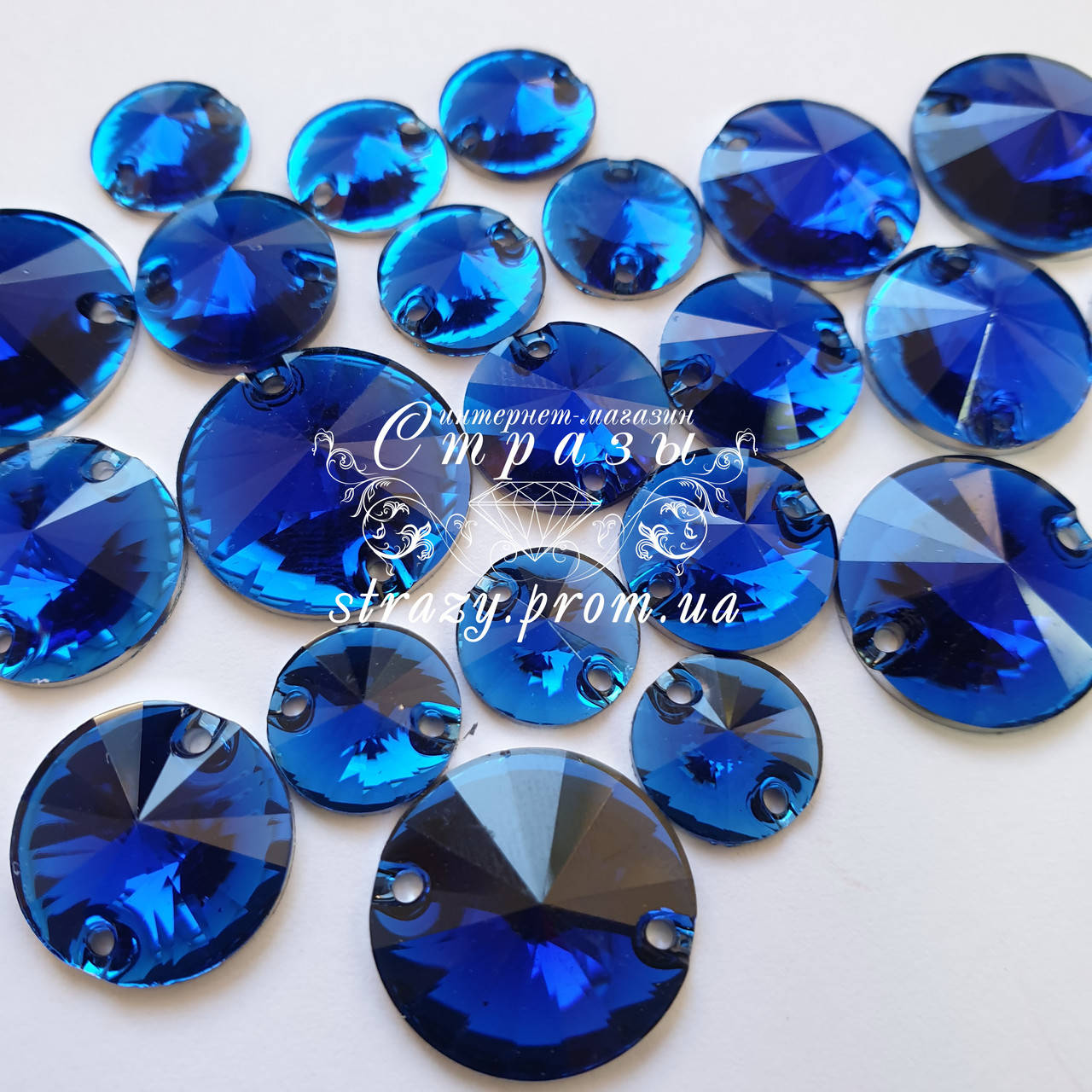 

Стразы пришивные Круги 10мм. Акрил Sapphire