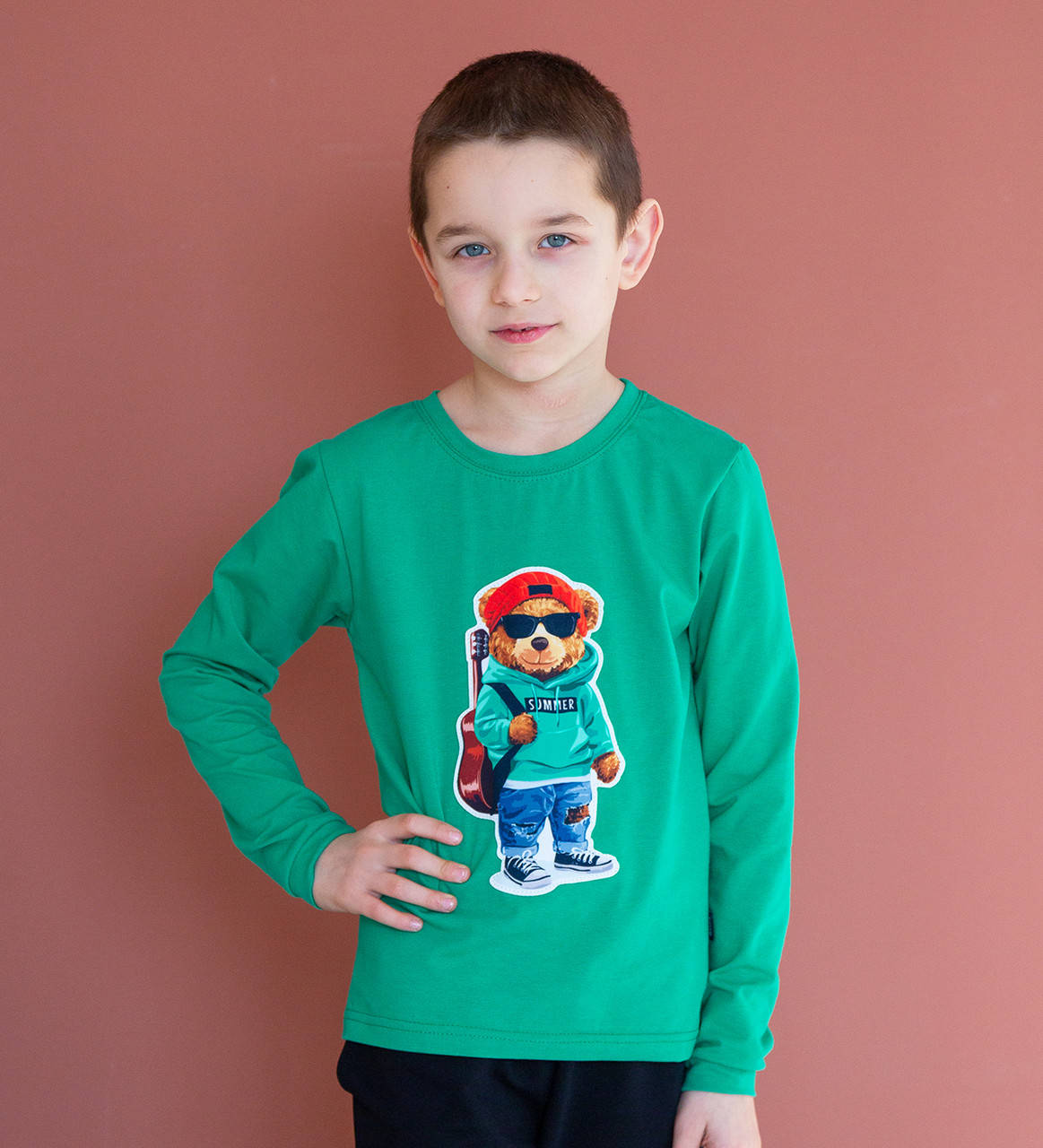 

Футболка с длинным рукавом, детская, лонгслив, SmileTime Зелёный, 122