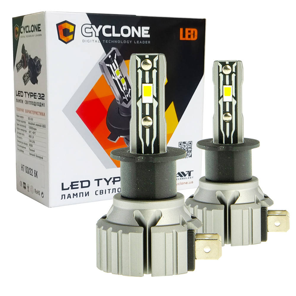 

Лампа светодиодная для фар CYCLONE LED H3 6000K 4800LM TYPE 32 2 шт комплект