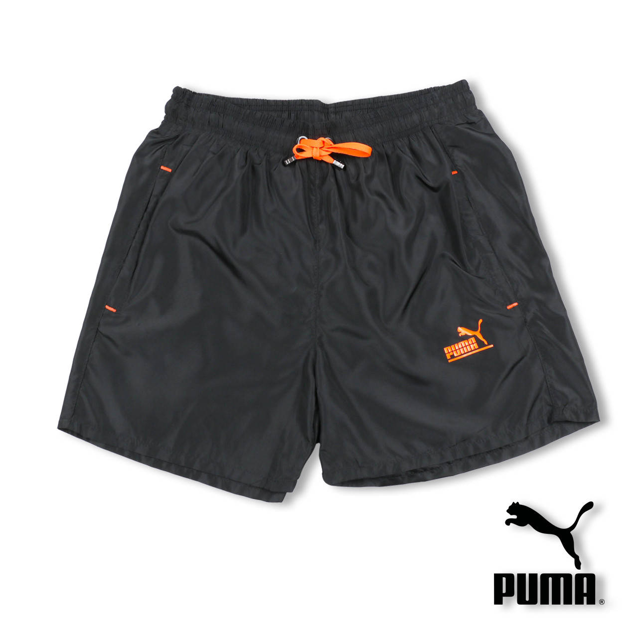 

Шорты мужские черные с оранж PUMA плащевка BLK/ORN XL(Р) M-28