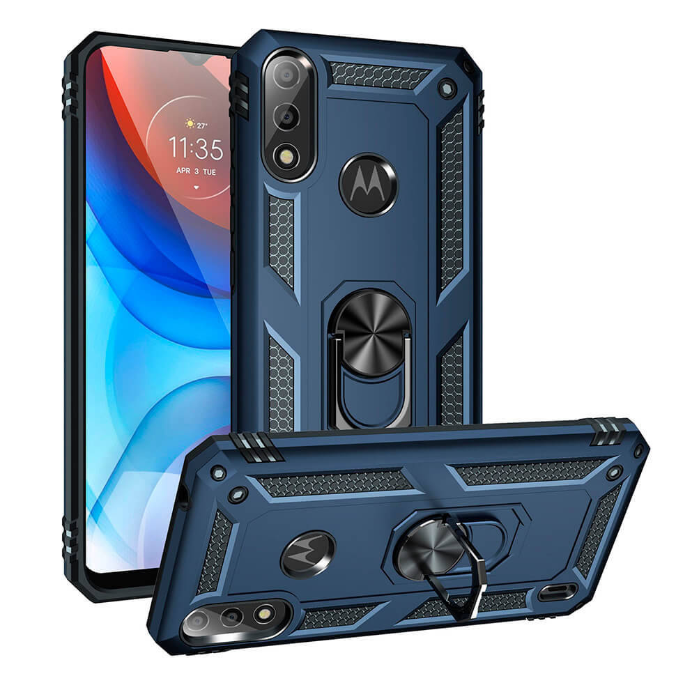 

Ударопрочный чехол Shell Ring для Motorola E7 Power / E7i Power Navy Blue, Темно-синий
