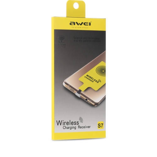 

Приемник для беспроводной зарядки Awei S7 Micro USB 5V 800MA, Желтый