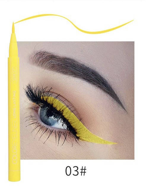 

Цветная водостойкая подводка фломастер для глаз QIBEST Color 03# жёлтый