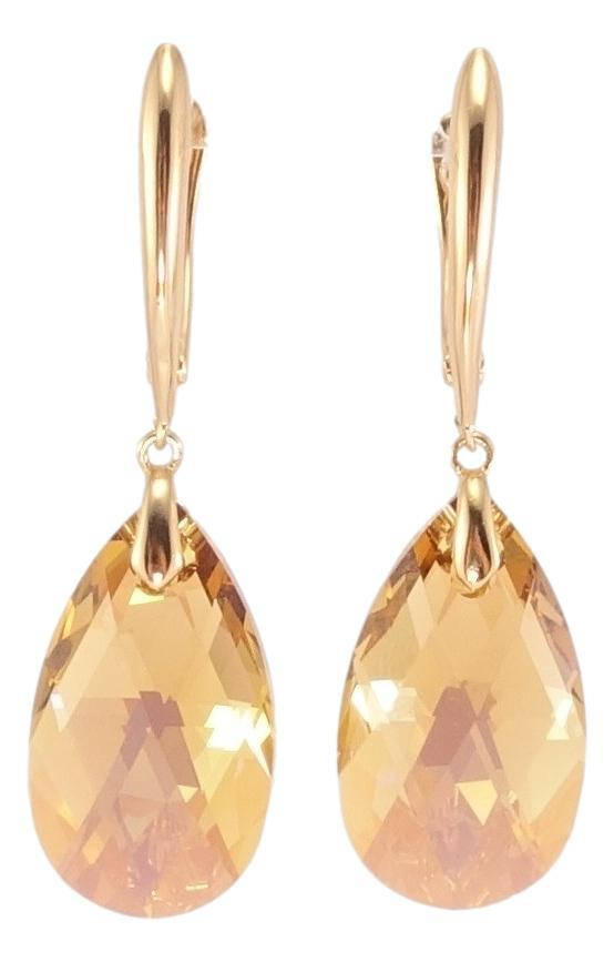 

Серьги Xuping Позолота 18K с кр-ми Swarovski подвески английский замок "Кристалл Topaz"