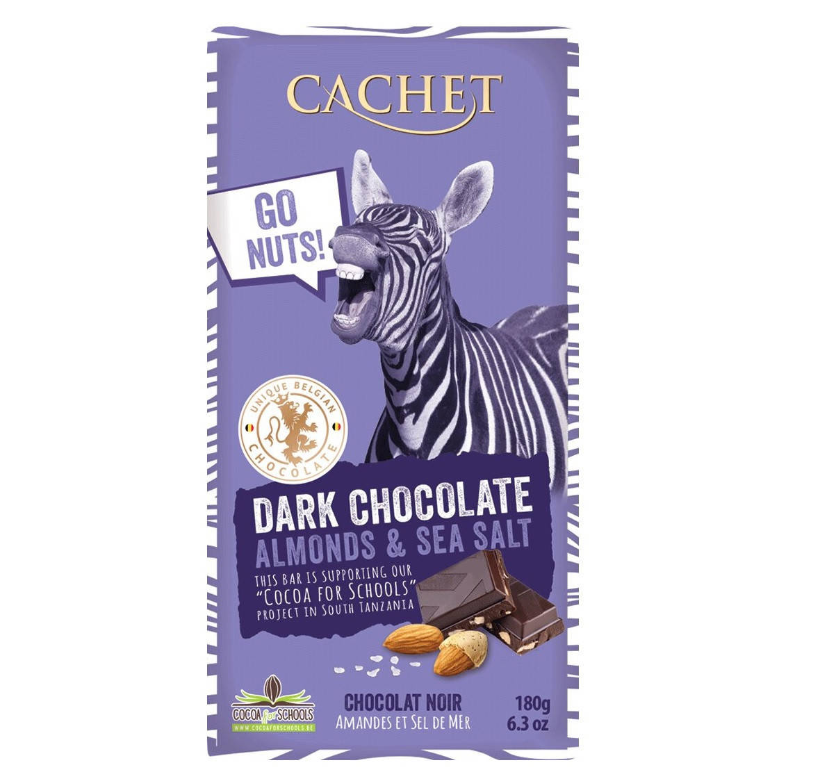 

Шоколад Сachet Dark Chocolate Almonds Sea Salt 180g