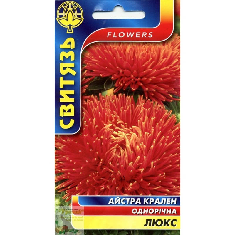 

Семена цветы Астра китайская краллен Люкс, 0,3 г, Красный