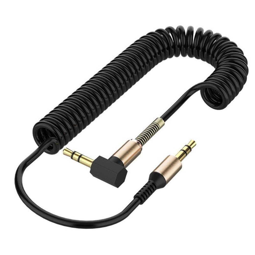 

AUX кабель SP-206 3.5/ 3.5 1.5m пружинный чёрный, Черный
