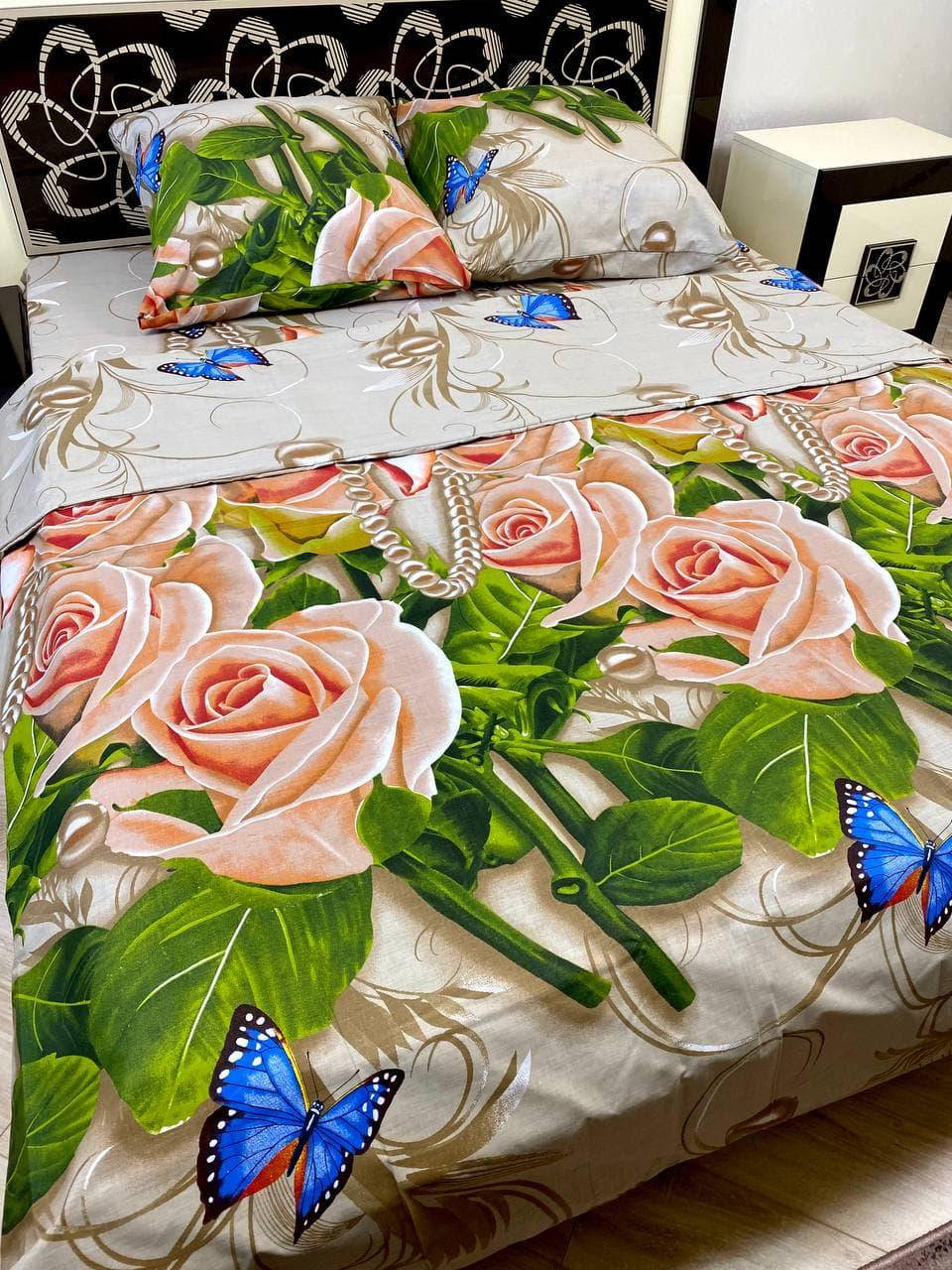 

Постельное белье белое с розами бязь Gold Роза бусы, Бежевый