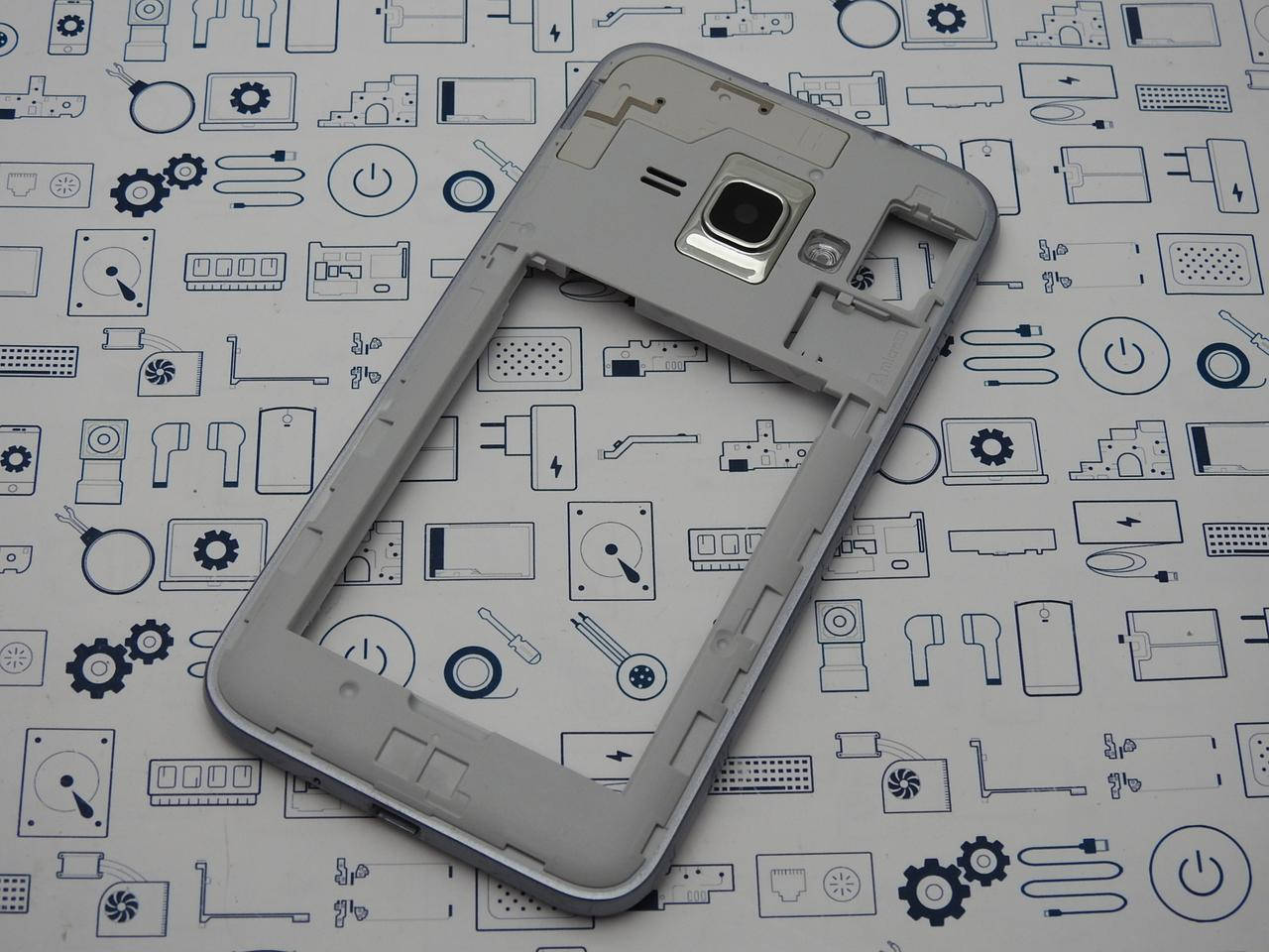 

Средний корпус Samsung Galaxy J1 2016 SM-J120H серый Сервисный оригинал с разборки