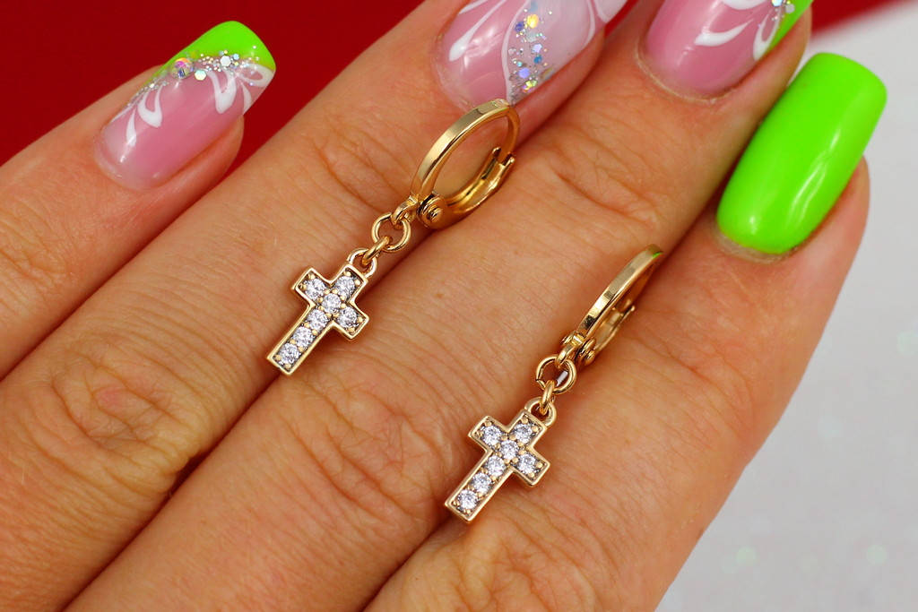

Серьги Xuping Jewelry крестики 2,7 см золотистые