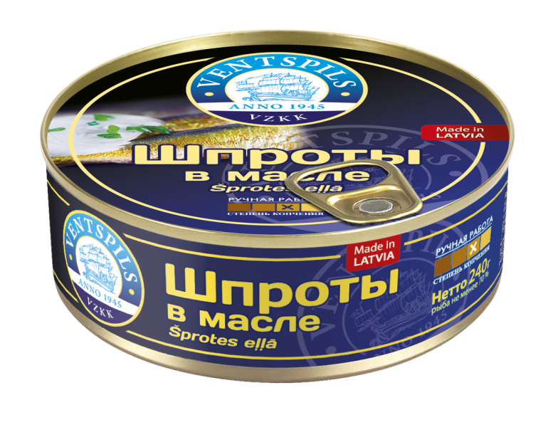 

Шпроты "Ventspils" в масле с/к 240гр.