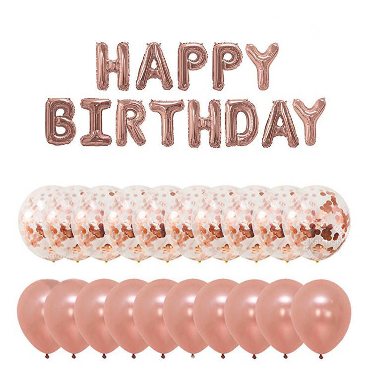 

Набор шаров на день рождения "HAPPY BIRTHDAY" розовое золото