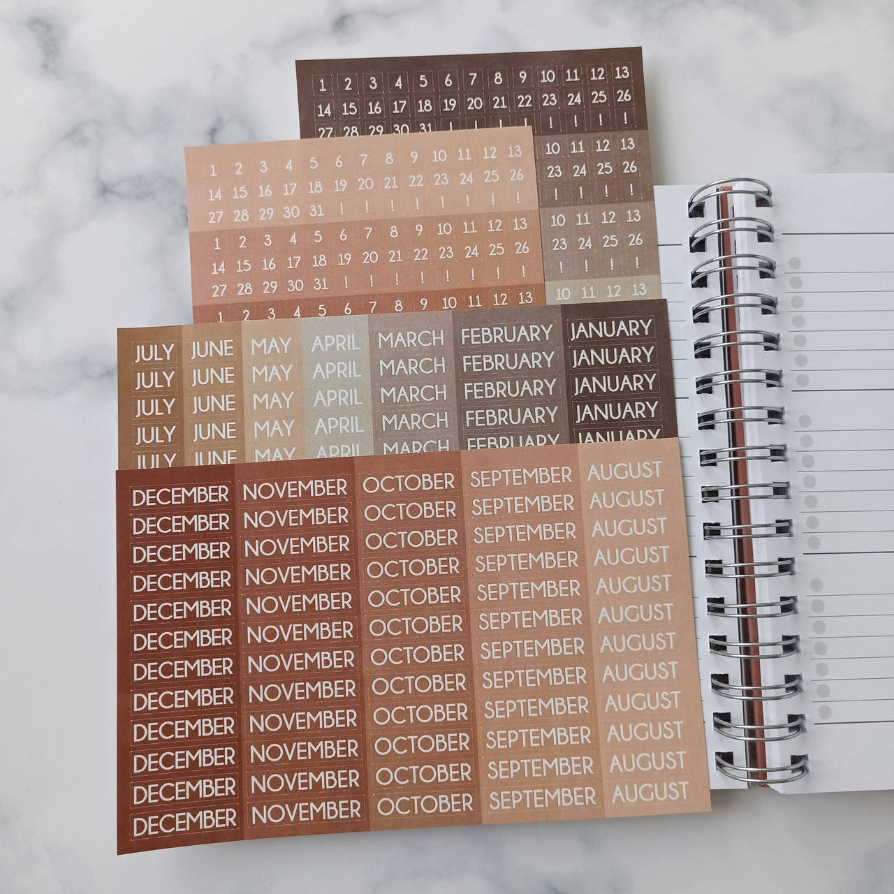

Датеры с числами для оформления планеров на английском языке MriyTaDiy "Beige"