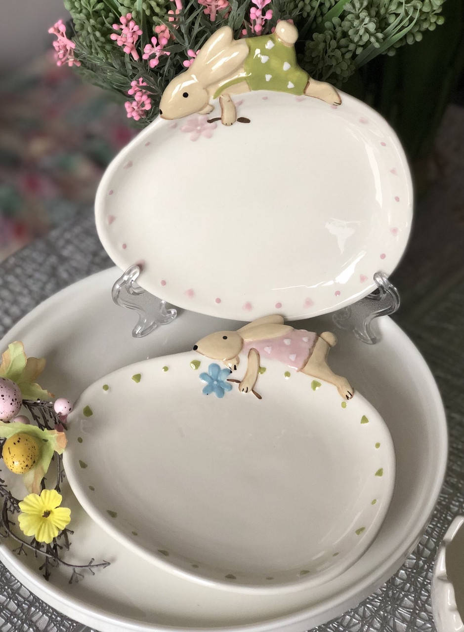 

Тарелка керамическая Милые зайки 18.8 см пасхальная посуда