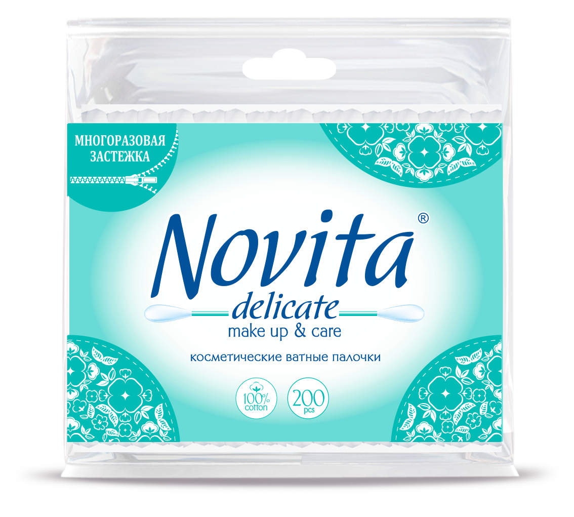 

Novita Delicate Палочки ватные в полиэтиленовом пакете 200 шт.