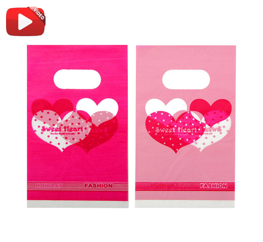 

Подарочные пакеты целлофановые "Сердце" 9x15см (упаковка 50 шт) ВИДЕО, Розовый