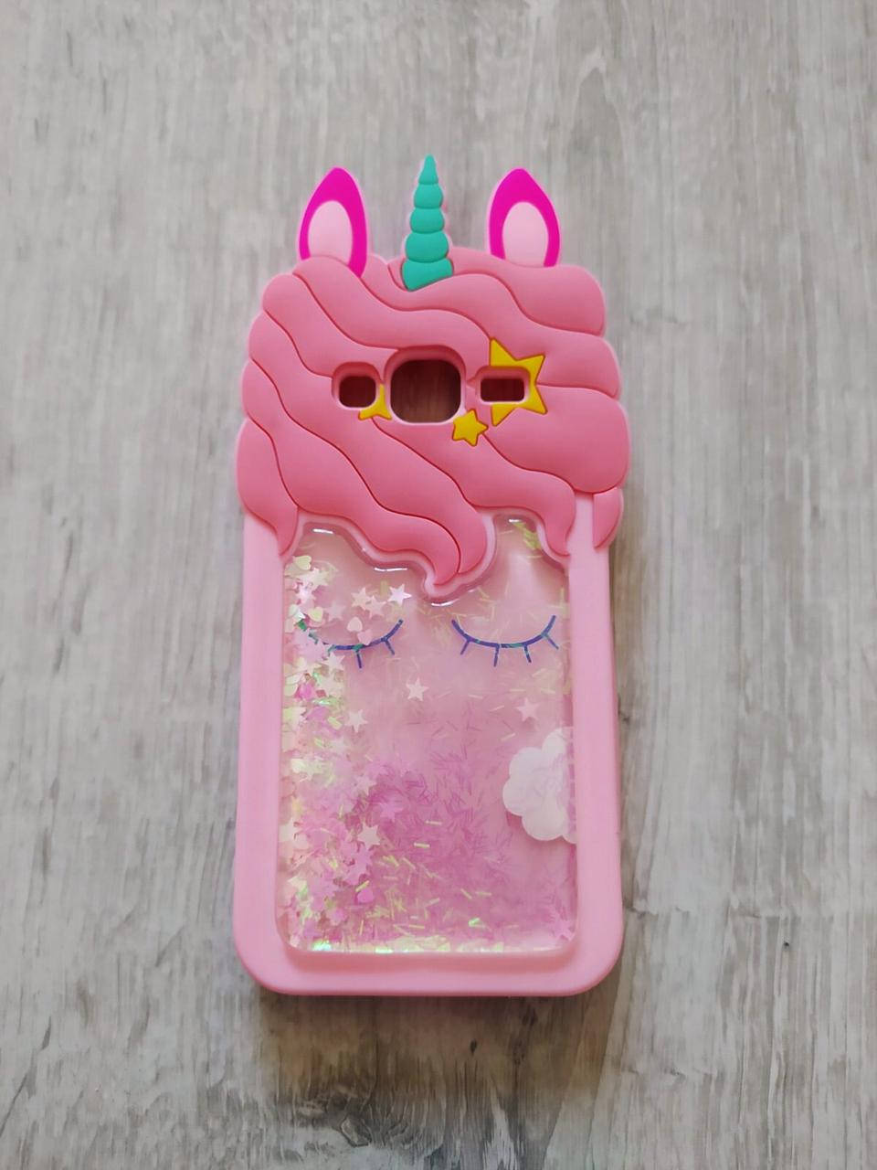 

Чехол на Samsung Galaxy J3 J310 / J320 2016 Единорог с блестками розовый