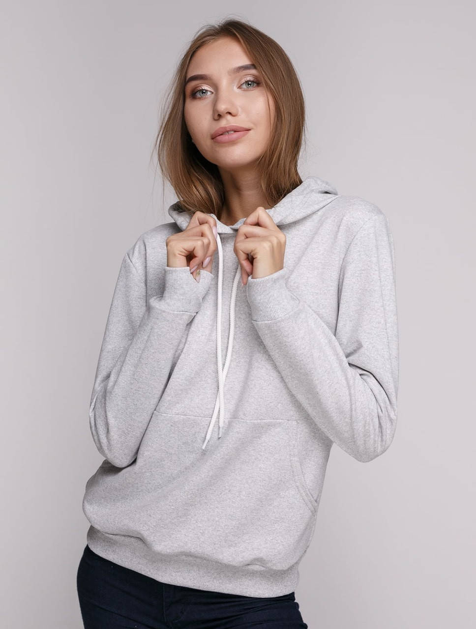 

Худи женское с капюшоном, светло-серый