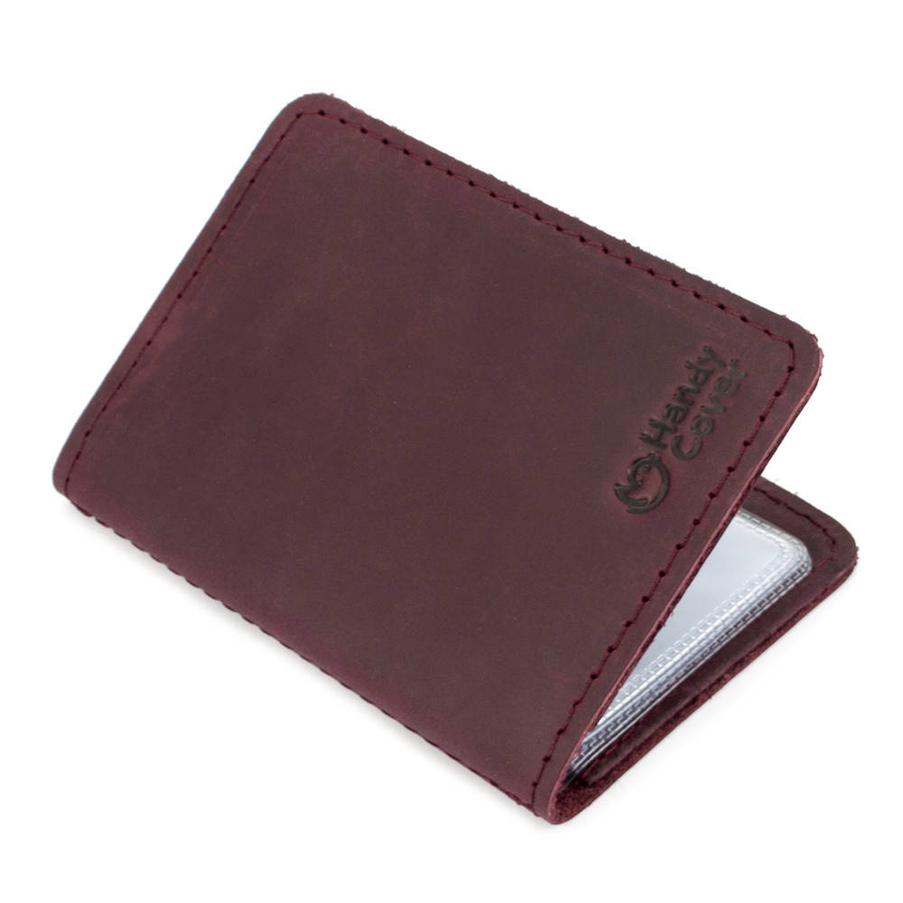 

Обложка кожаная на ID паспорт, права Handycover HC0047 бордовая, Бордовый