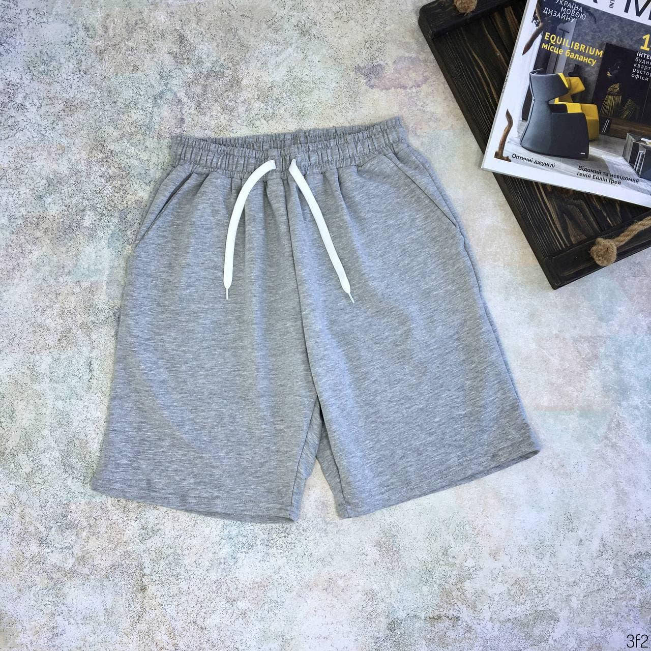

Мужские спортивные летние лёгкие хлопковые однотонные Шорты Серые XXL, Серый