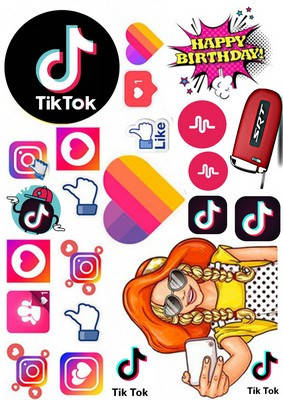 

Вафельна картинка для кондитерских виробів Likee, Instagram (лист А4) 42