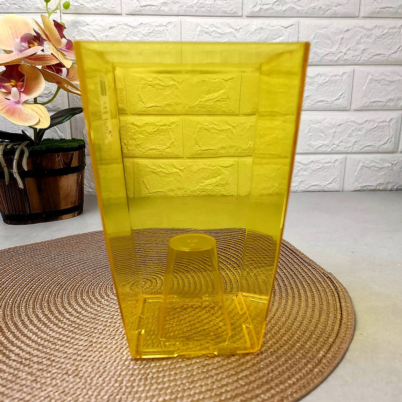 

Прозрачный пластиковый горшок для орхидей с квадратным верхом 15см